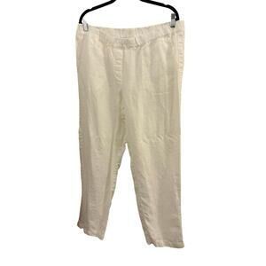 Pure Jill White Linen Pants L Classic Minimalist Natural Fibers Summer Beachy